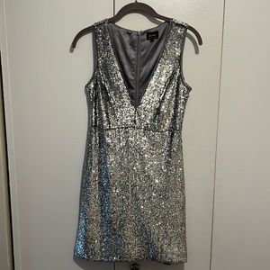 Bardot Mini Dress - Silver Sequins